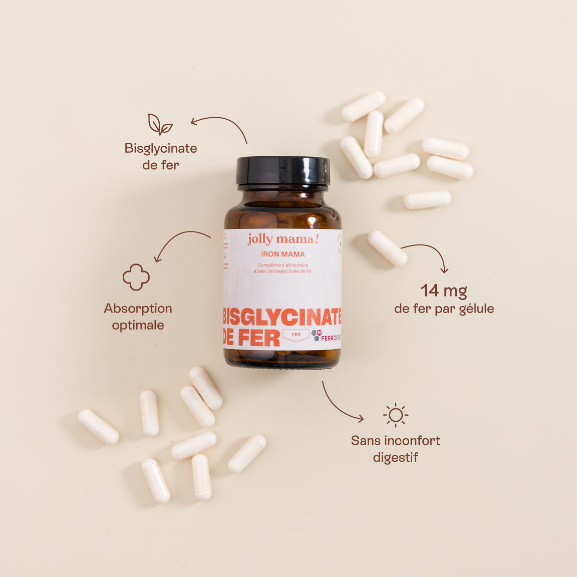 Jolly Mama Iron Mama complément fer bisglycinate 1 gélule 1 mois