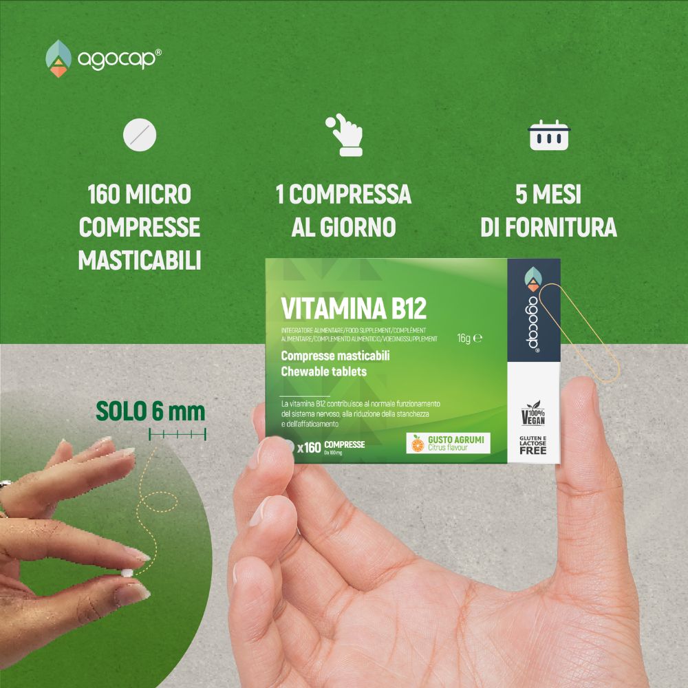 Agocap Vitamine e Minerali Vitamine B12 1000 mcg comprimés agrumes 160