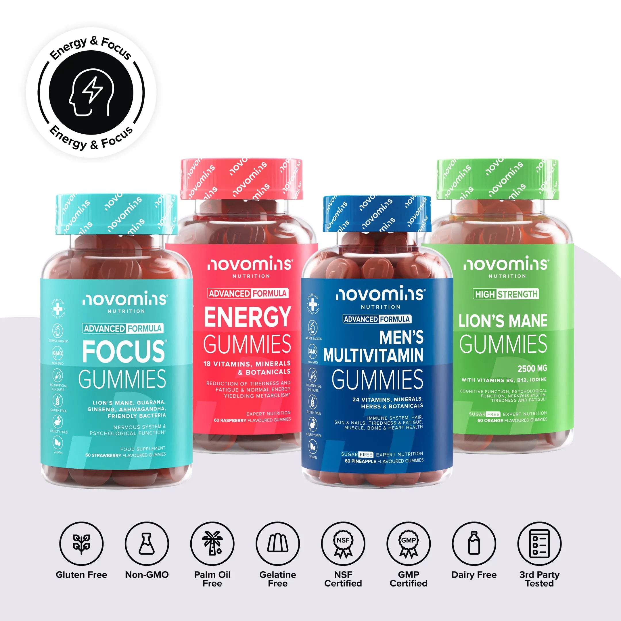 Novomins Coffrets Gummies Focus Énergie Homme coffret travail
