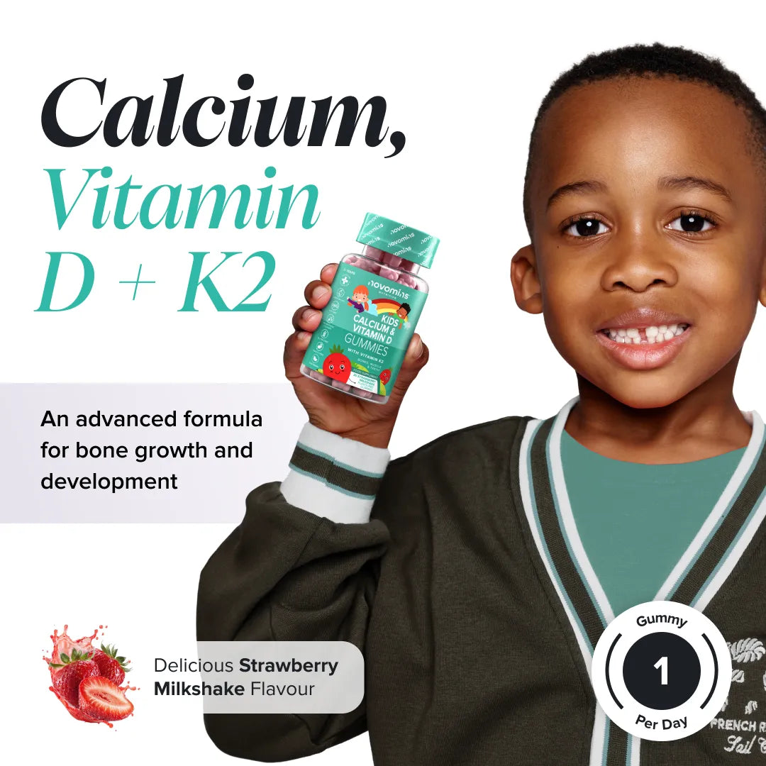 Novomins Croissance Gummies Calcium Vitamine D K2 Enfants Os