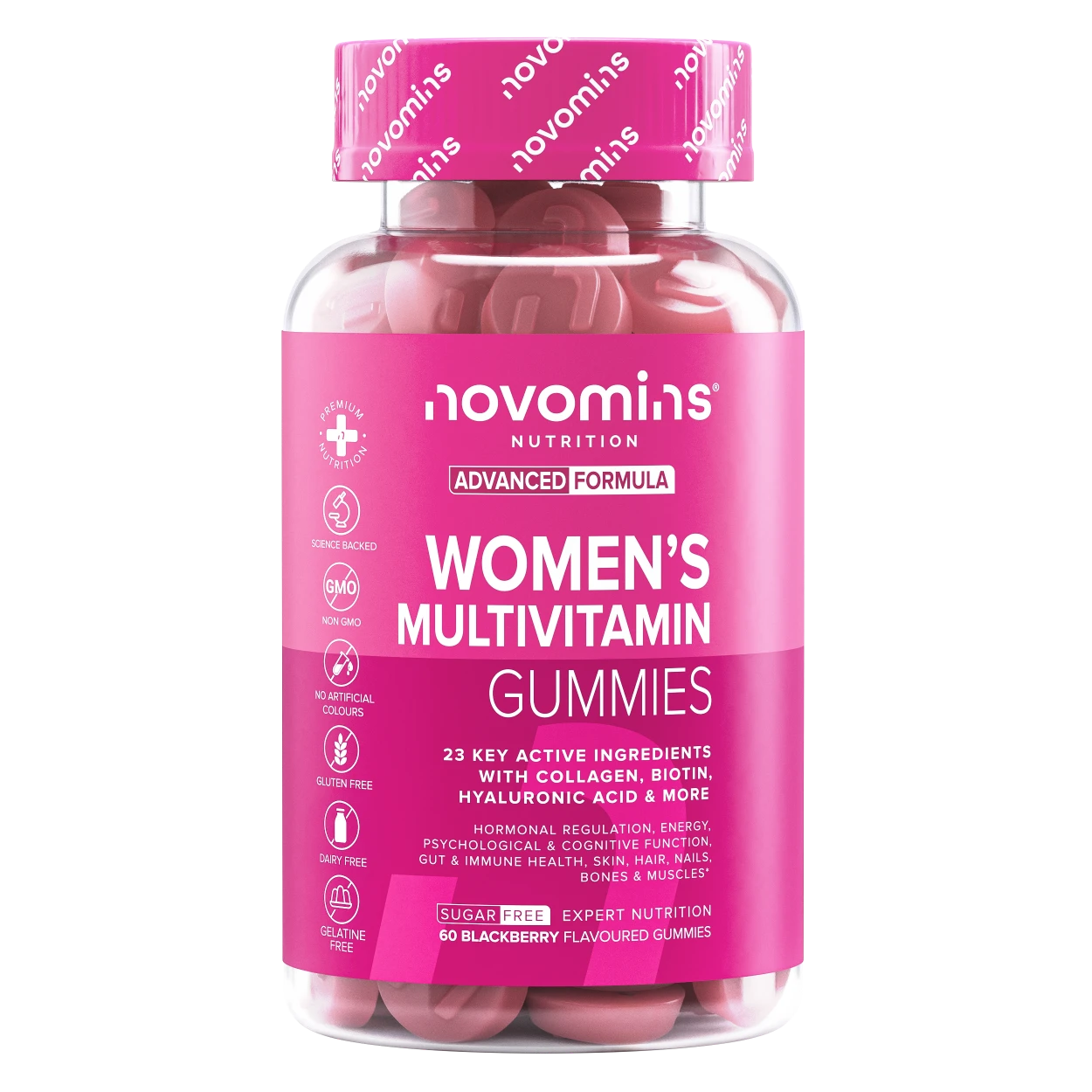 Novomins Multivitamines Gummies multivitaminés femmes collagène 23 actifs