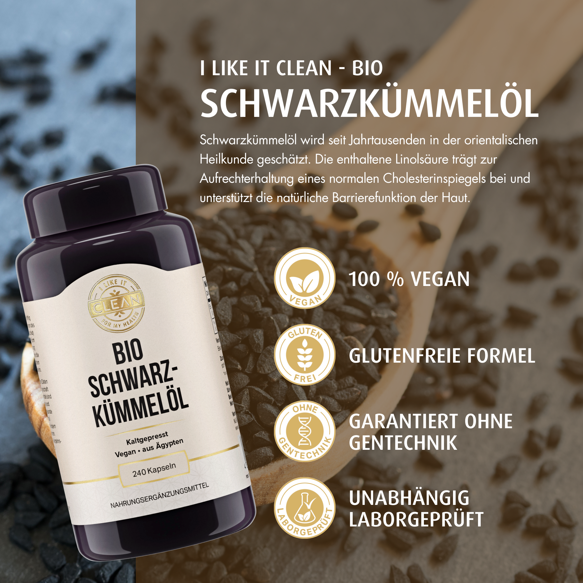 i like it clean Schwarzkümmel huile cumin noir gélules 240 vegan
