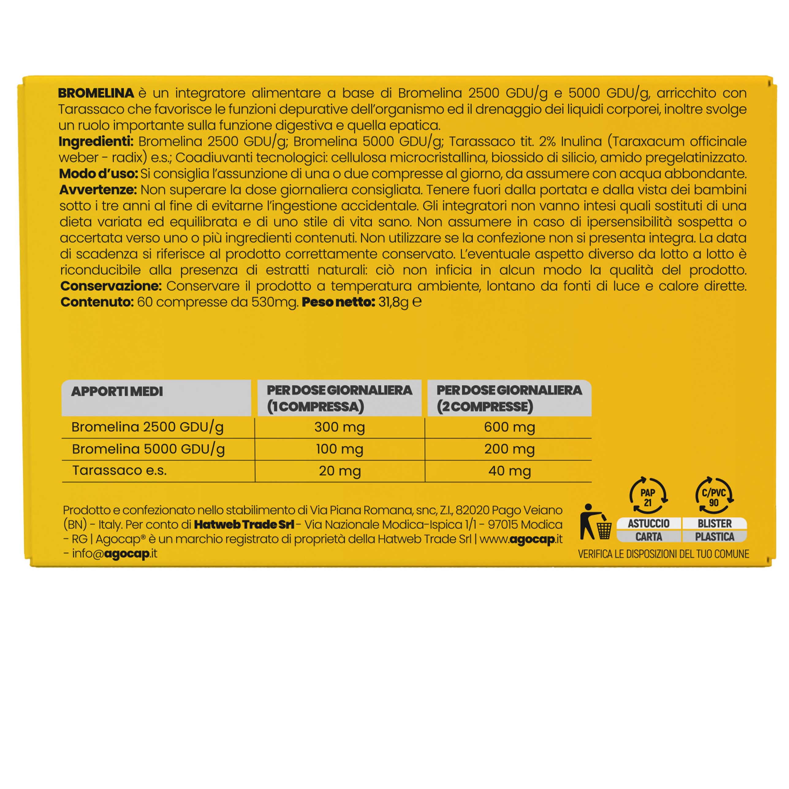 Agocap Detox Bromelina Forte complément drainant pissenlit