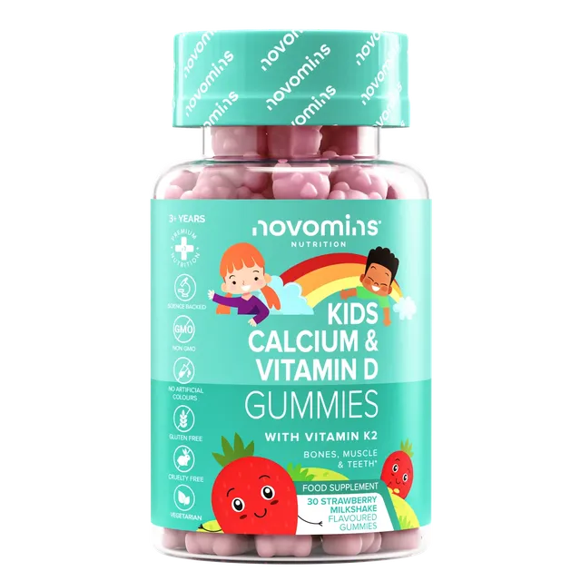 Novomins Croissance Gummies Calcium Vitamine D K2 Enfants Os