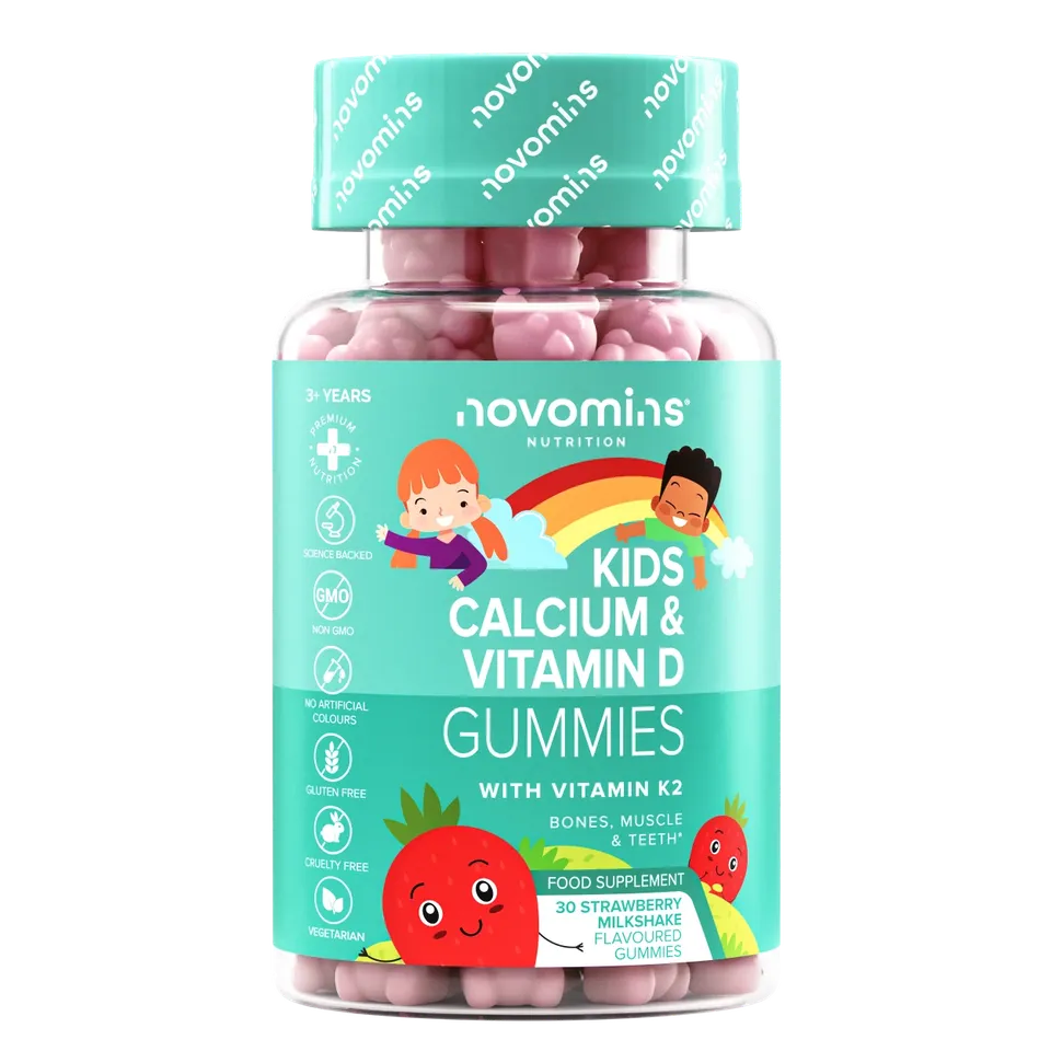 Novomins Croissance Gummies Calcium Vitamine D K2 Enfants Os