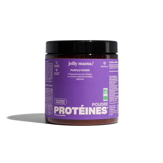 Jolly Mama Purple Power poudre protéines bio myrtille 1 mois