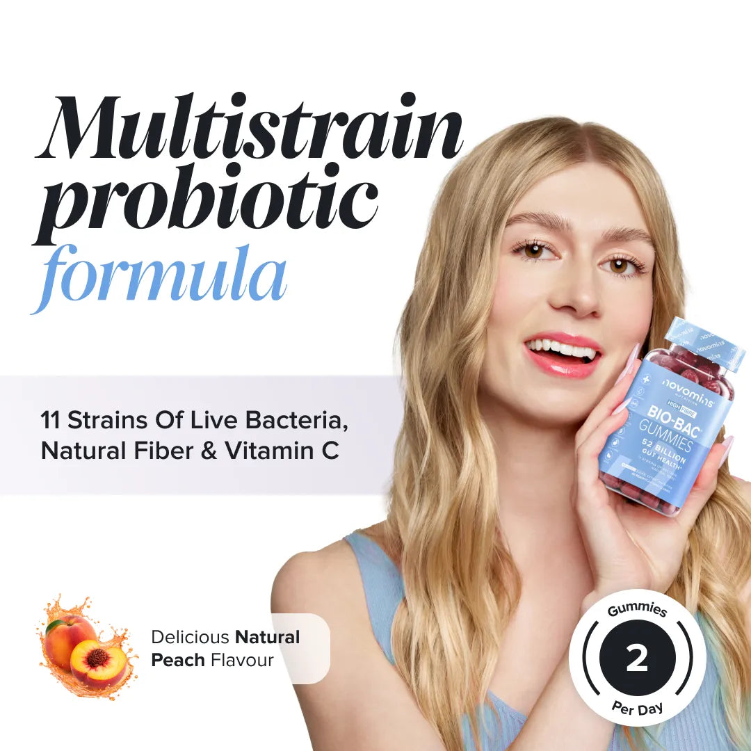 Novomins Santé intestinale Gummies Bio-Bac pêche 52 mds