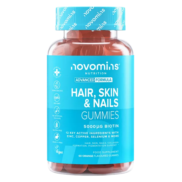 Novomins Cheveux Gummies Cheveux Peau & Ongles biotine 12 vitamines