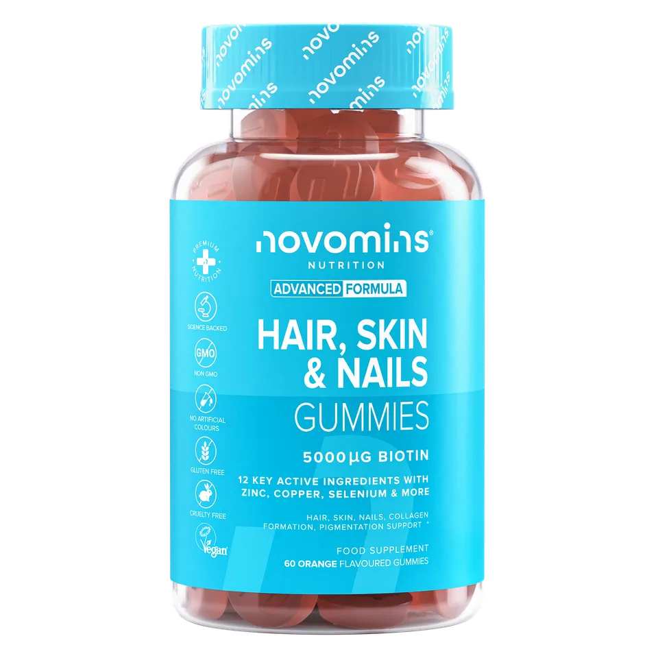 Novomins Cheveux Gummies Cheveux Peau & Ongles biotine 12 vitamines
