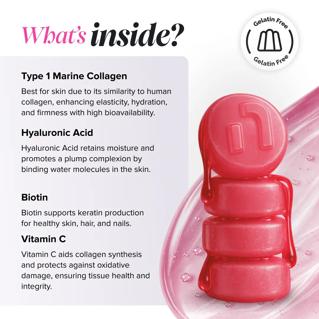 Novomins Cheveux peau ongles Gummies Collagène pêche marin