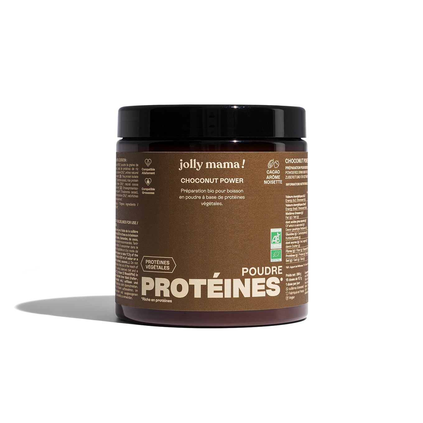 Jolly Mama Compléments Choconut power poudre protéinée 1 mois cacao