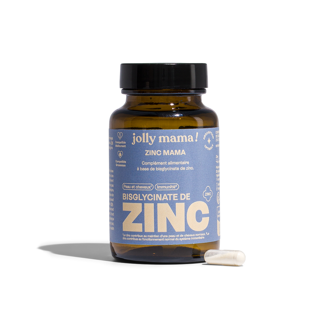 Jolly Mama Zinc Mama gélule zinc bisglycinate 1 mois vegan