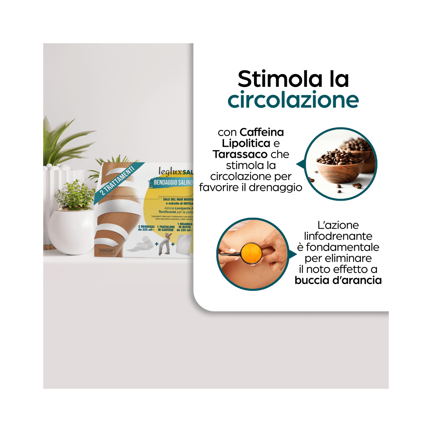 Agocap Detox bandes anticellulite drainantes 2x250ml sels