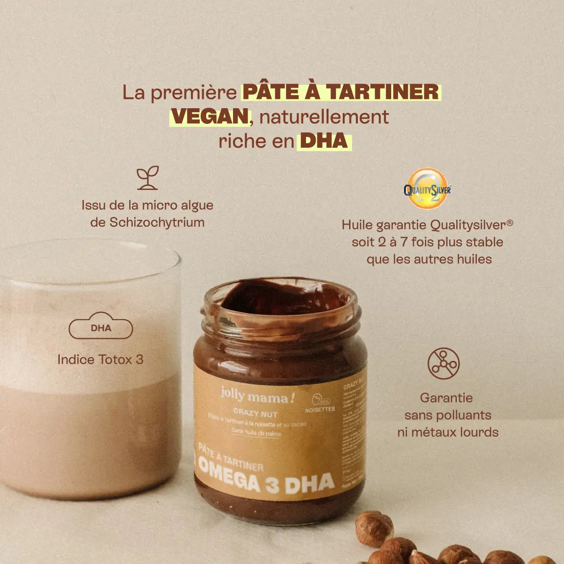 Jolly Mama Crazy nut pâte à tartiner cacao noisettes DHA