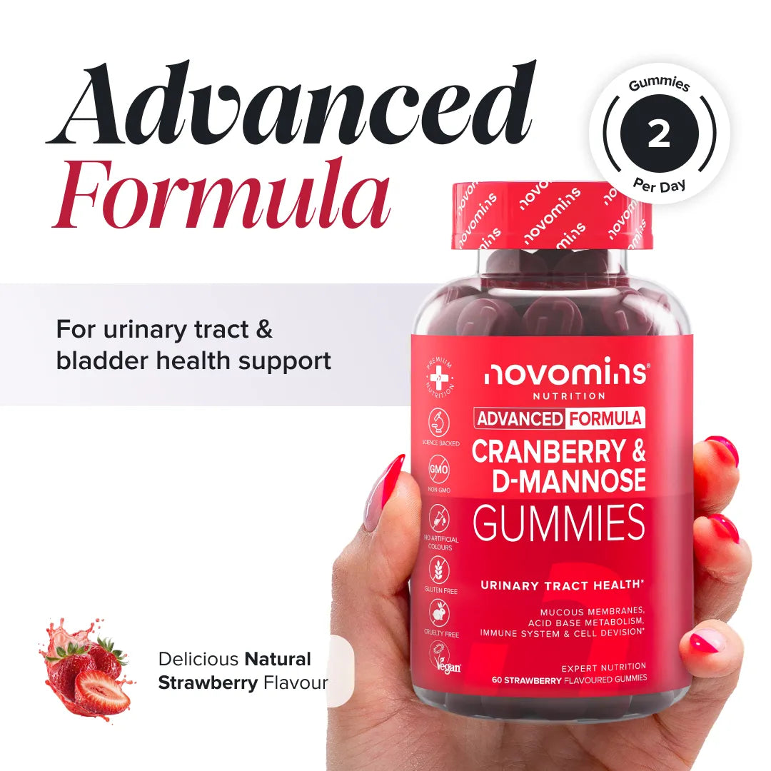 Novomins Santé intestinale Gummies Canneberge & D-Mannose fraise