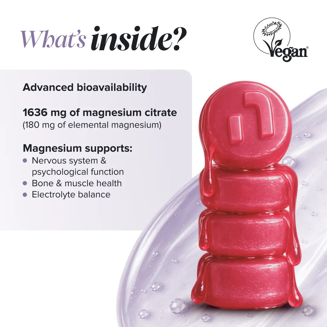 Novomins Énergie Gummies au Magnésium Sans Sucre 1636 mg
