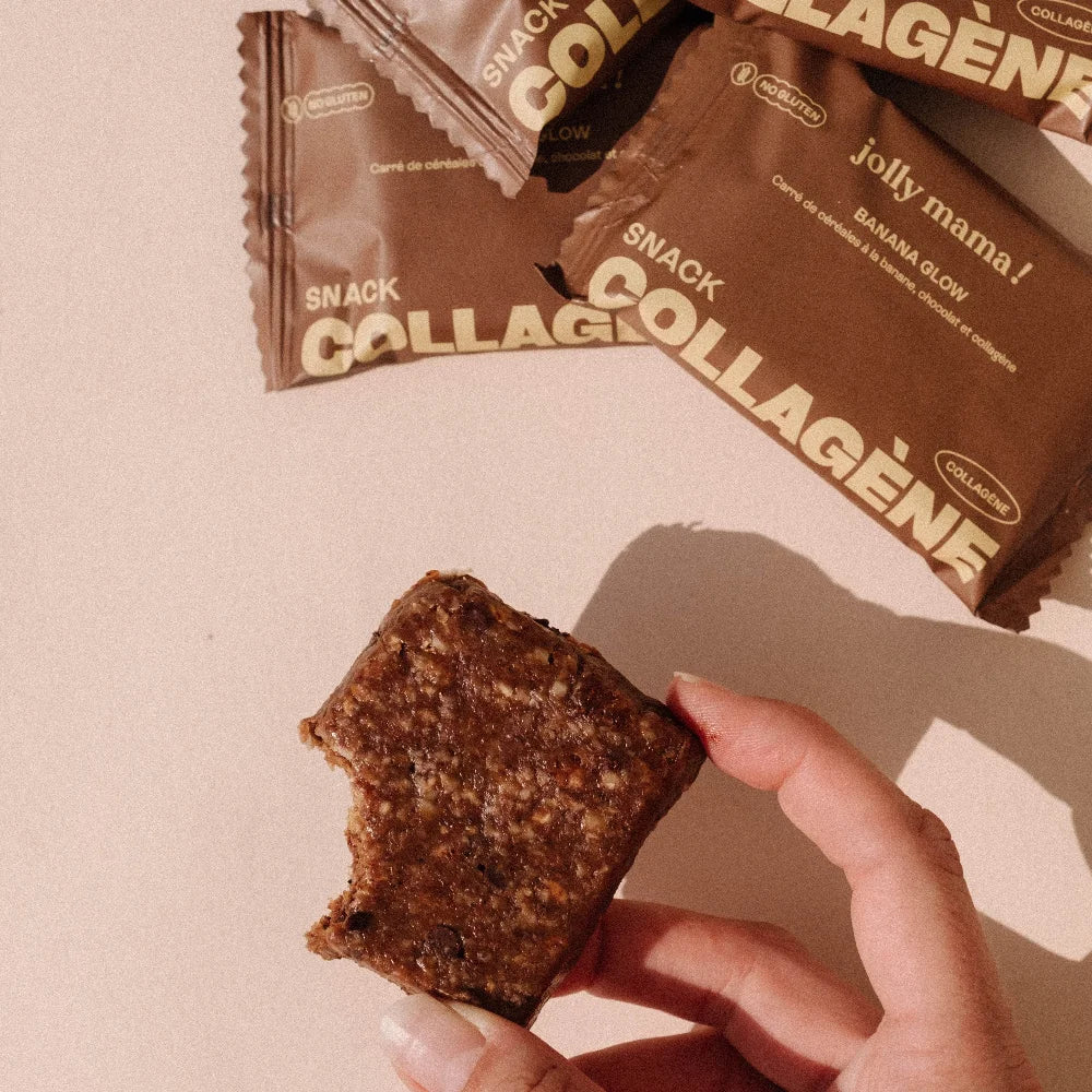 Jolly Mama Banana Glow barre banane chocolat collagène