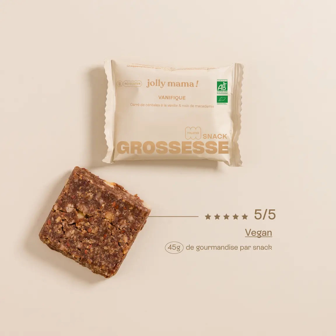 Jolly Mama Vanifique snacks vanille vitamine B9 macadamia
