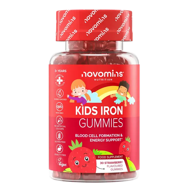 Novomins Croissance Gummies Fer Enfants fraise vitamine C