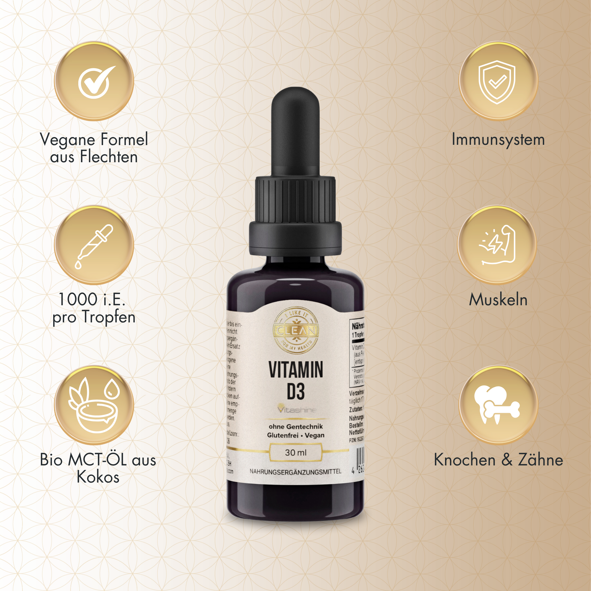 i like it clean Vitamin D3 gouttes 30 ml vegan 1000 UI