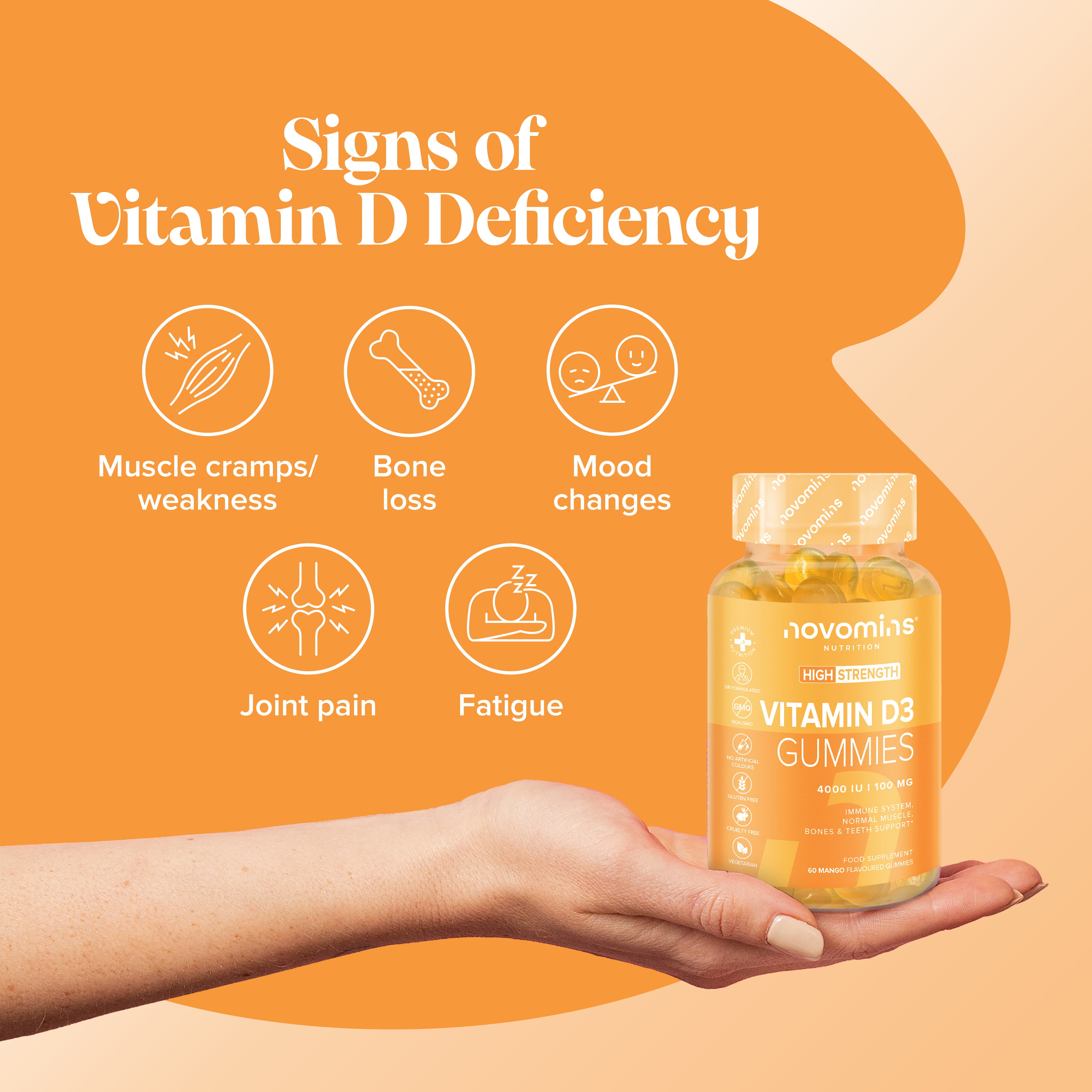 Novomins Immunité Gummies Vitamine D3 4000 UI soleil