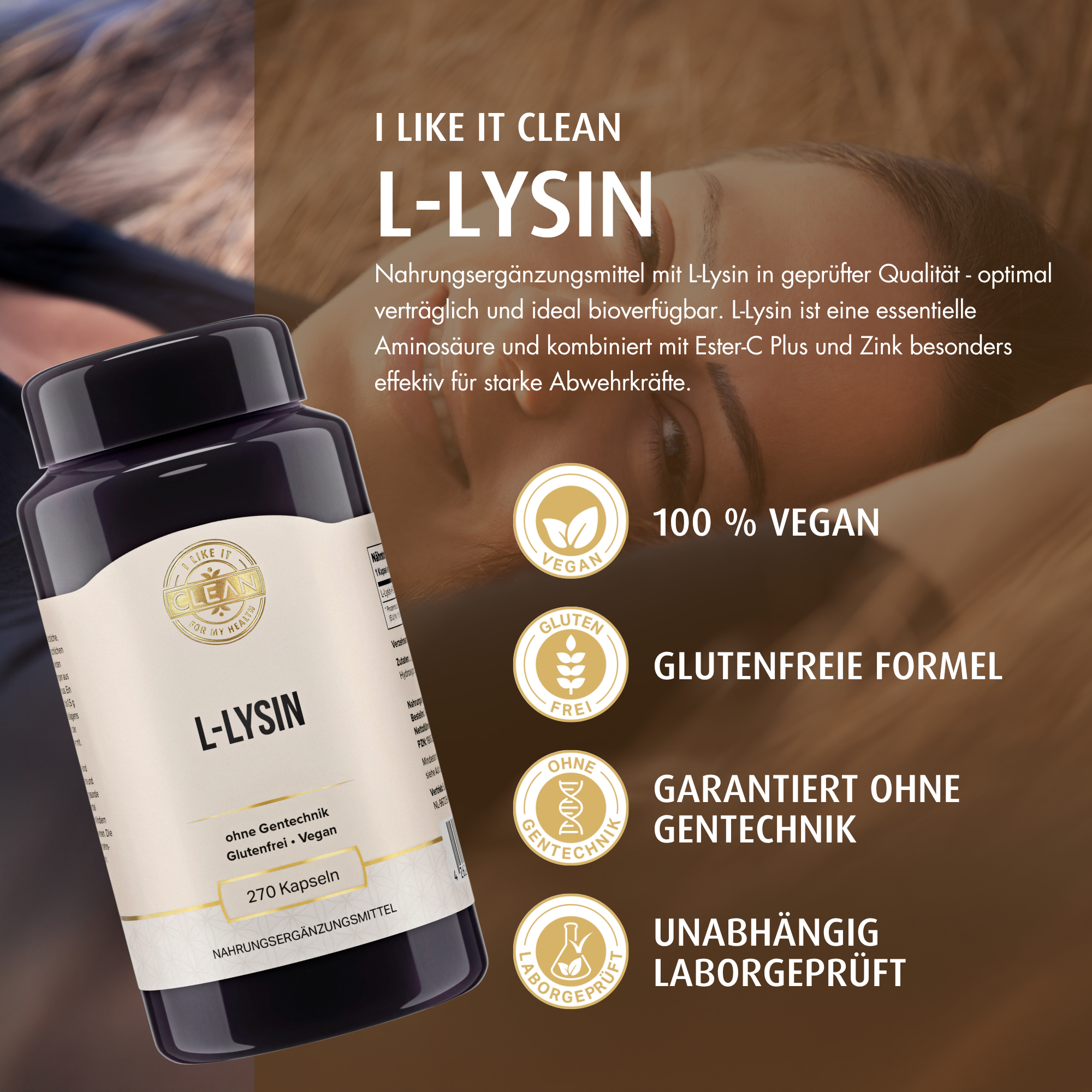 i like it clean L-Lysin L-lysine gélules 270 vegan 500 mg