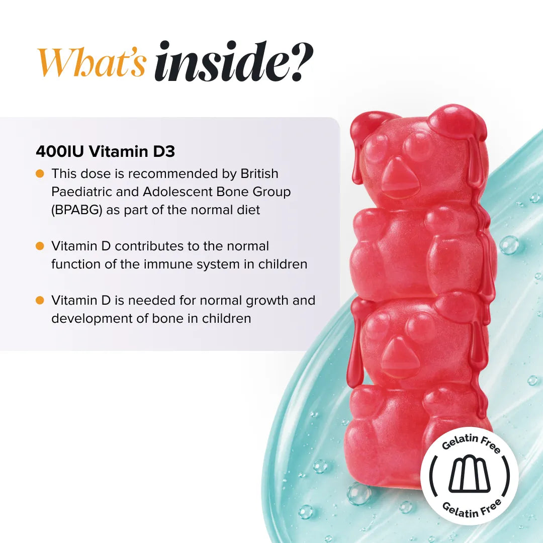 Novomins Immunité enfants Gummies Vitamine D pour Enfants 400 UI