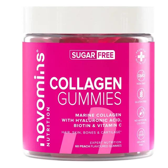 Novomins Cheveux peau ongles Gummies Collagène Sans Sucre pêche
