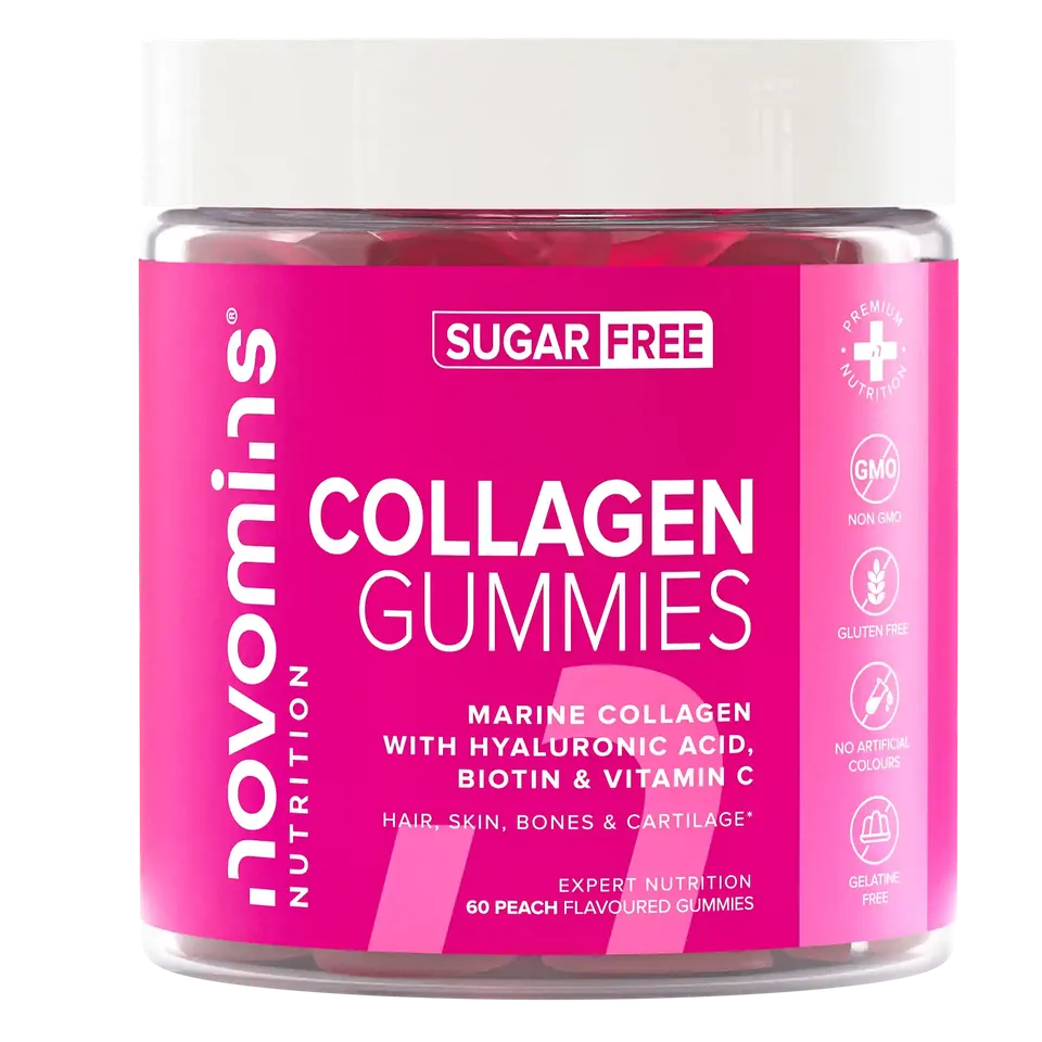 Novomins Cheveux peau ongles Gummies Collagène Sans Sucre pêche