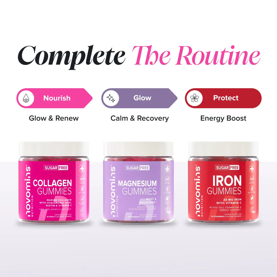 Novomins Cheveux peau ongles Gummies Collagène Sans Sucre pêche