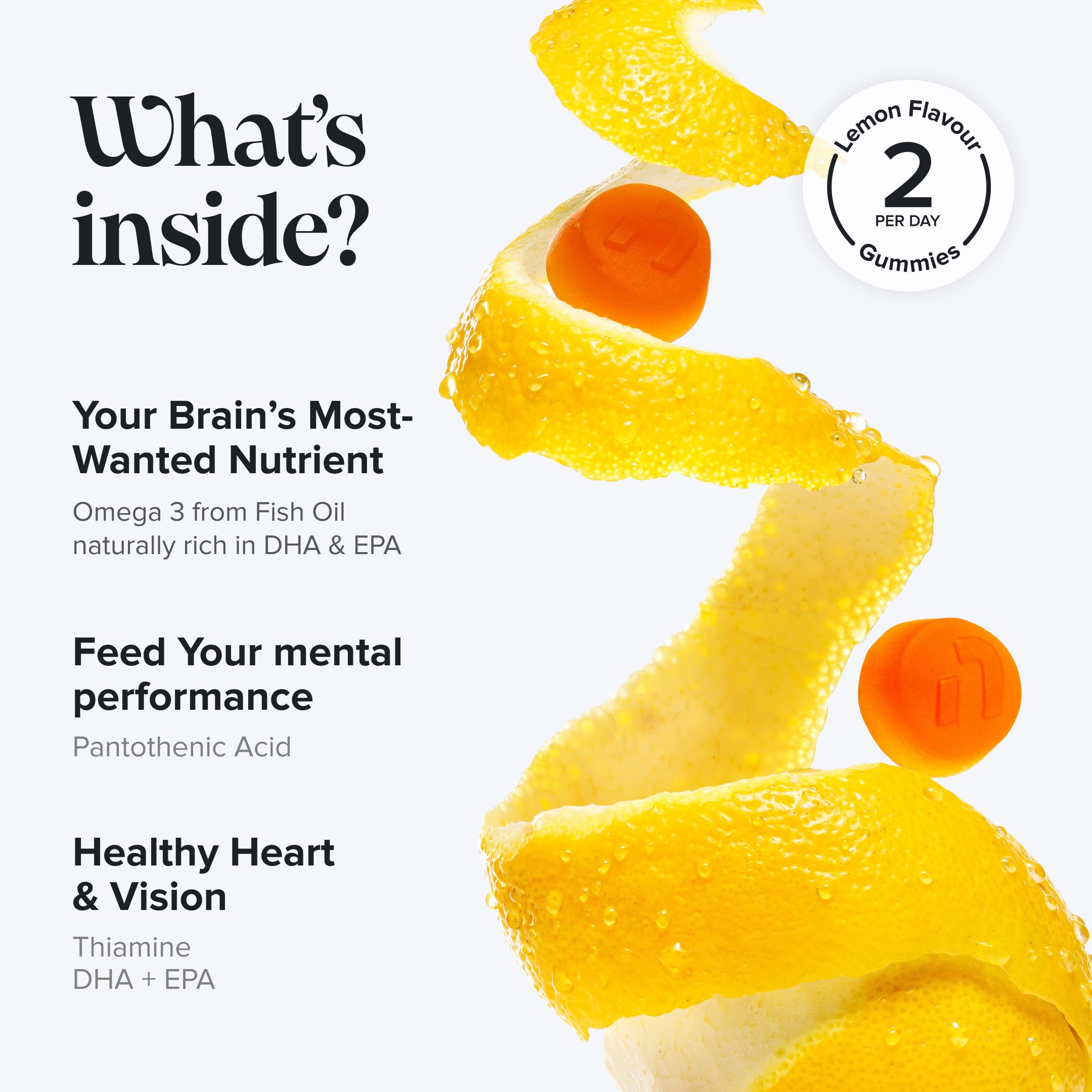 Novomins Cœur Gummies Oméga-3 Huile Poisson citron DHA