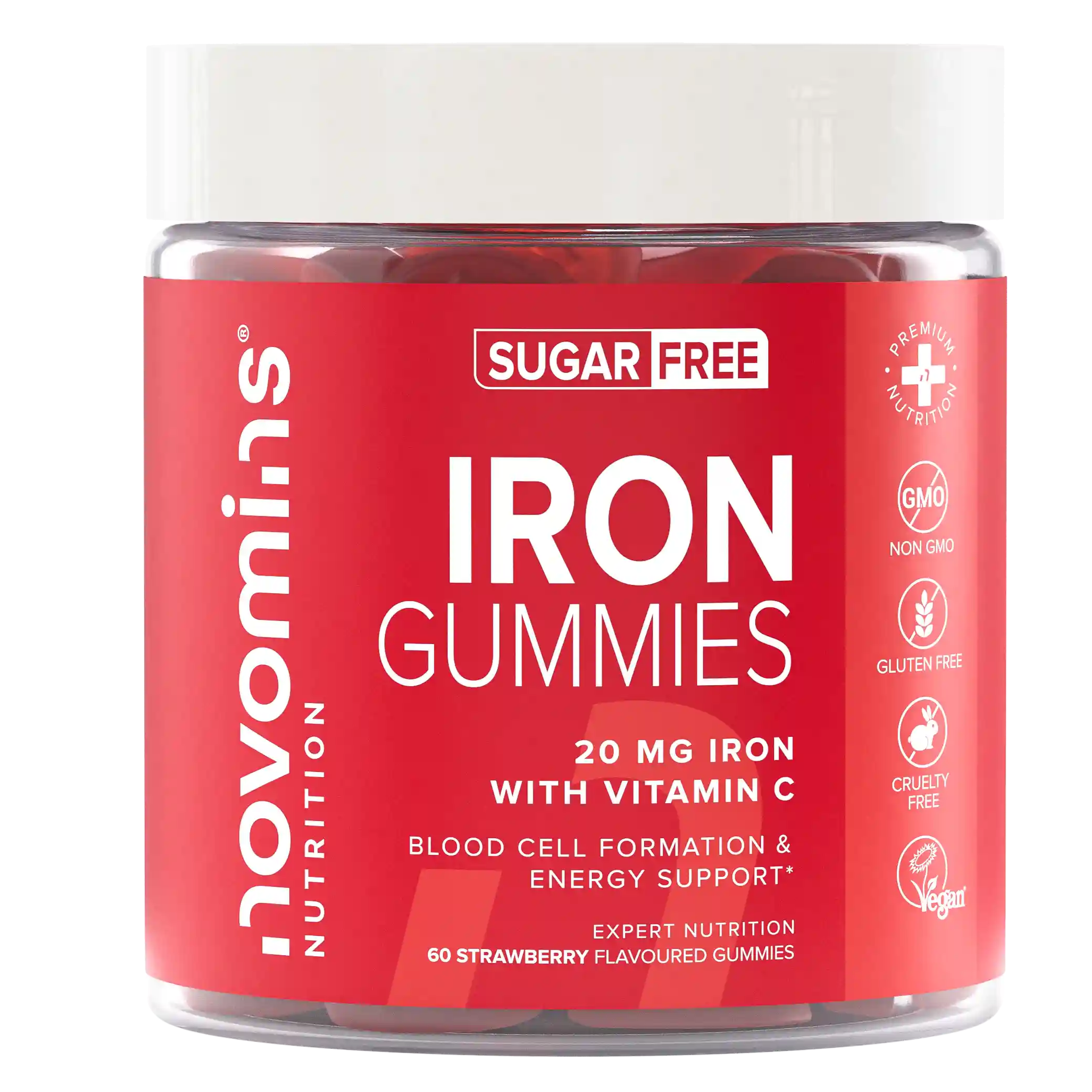 Novomins Fer Sans Sucre gummies fraise vitamine C