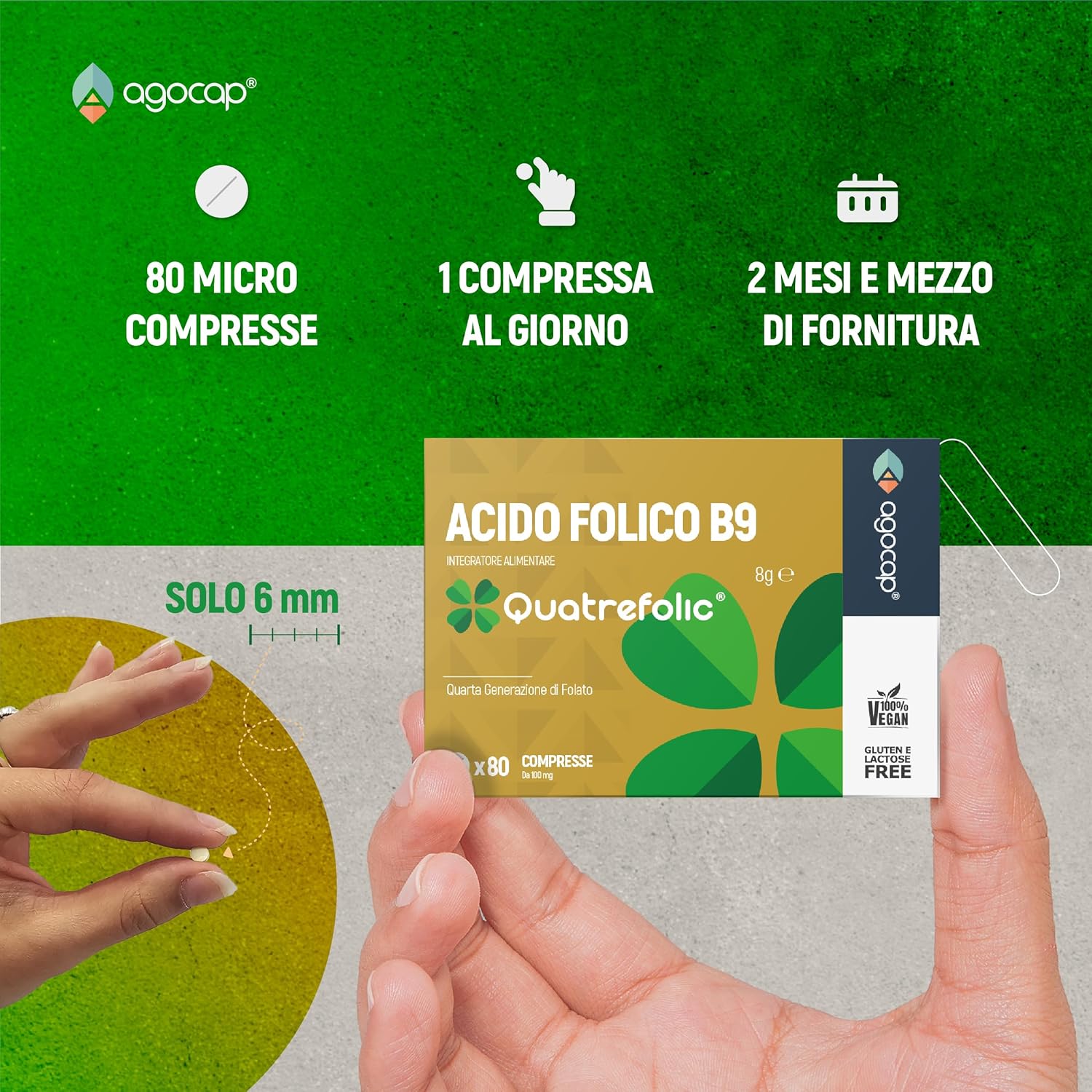 Agocap Quatrefolic acide folique complément 80 gélules B9