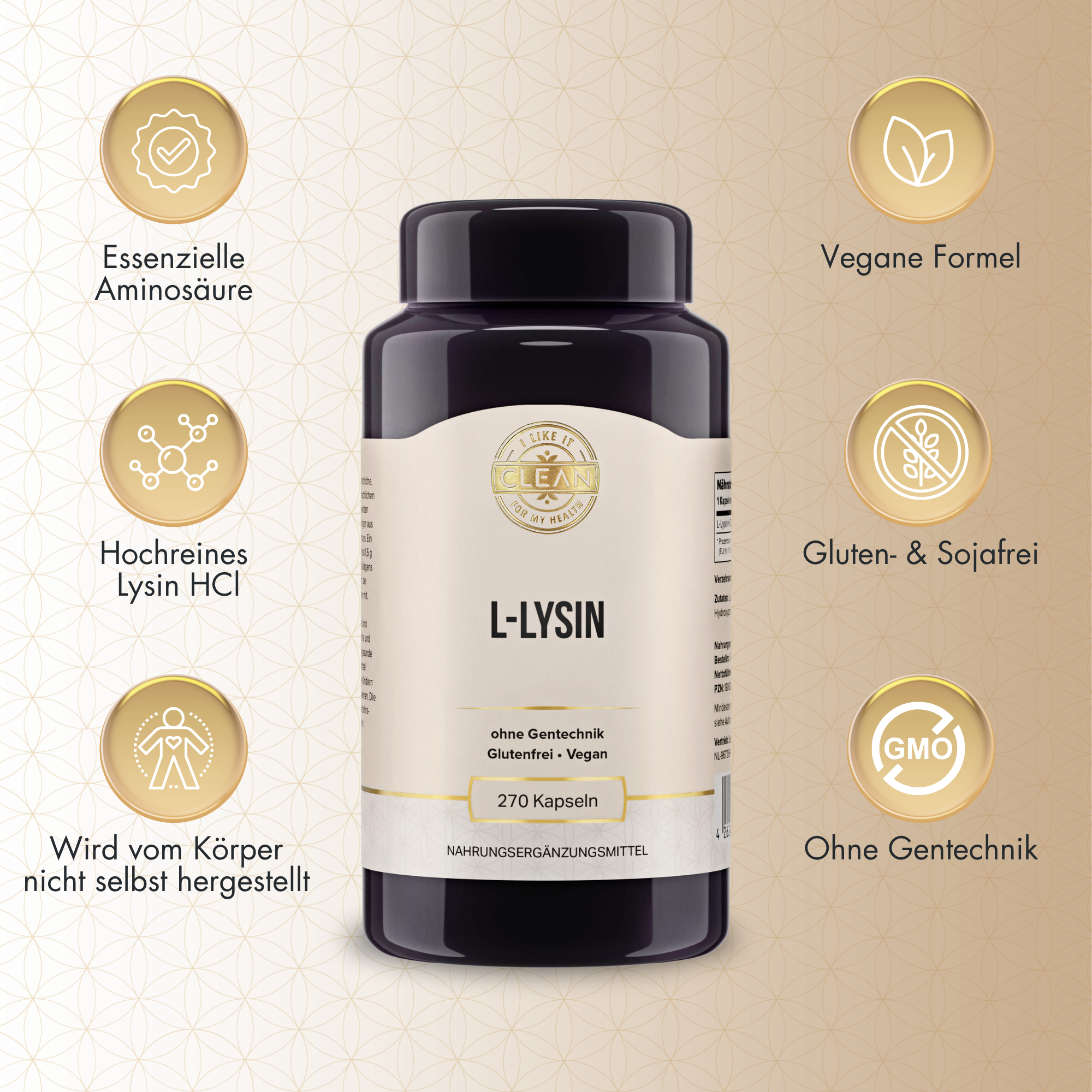 i like it clean L-Lysin L-lysine gélules 270 vegan 500 mg