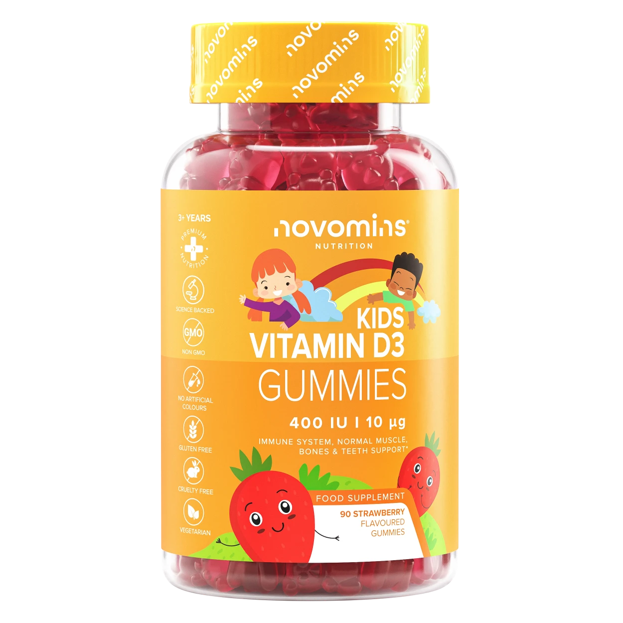 Novomins Immunité enfants Gummies Vitamine D pour Enfants 400 UI