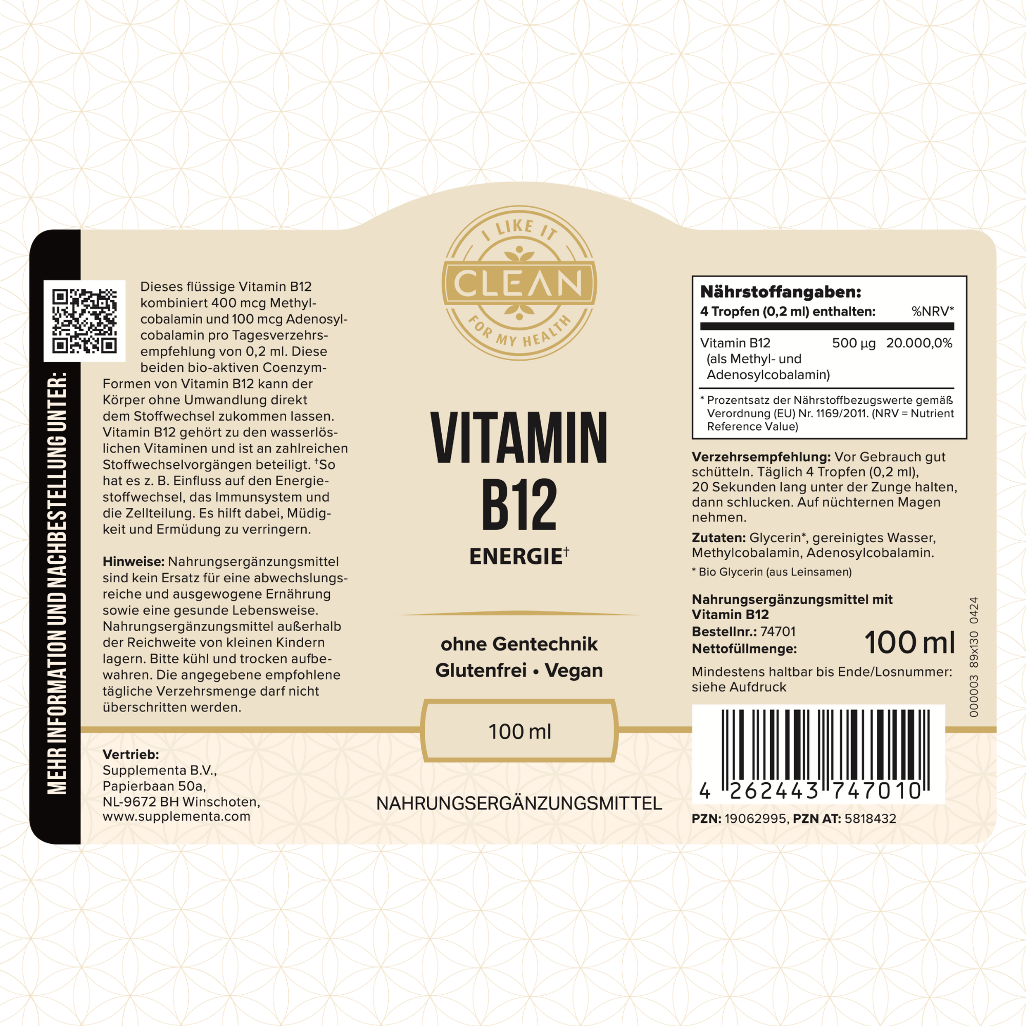 i like it clean Vitamin B12 vitamine B12 liquide 100 ml vegan