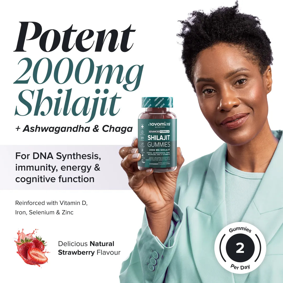 Novomins Énergie Gummies de shilajit fer ashwagandha