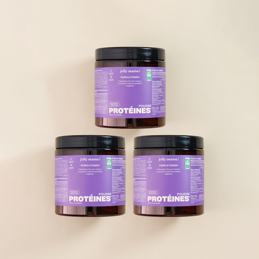 Jolly Mama Purple Power poudre protéines bio myrtille 1 mois