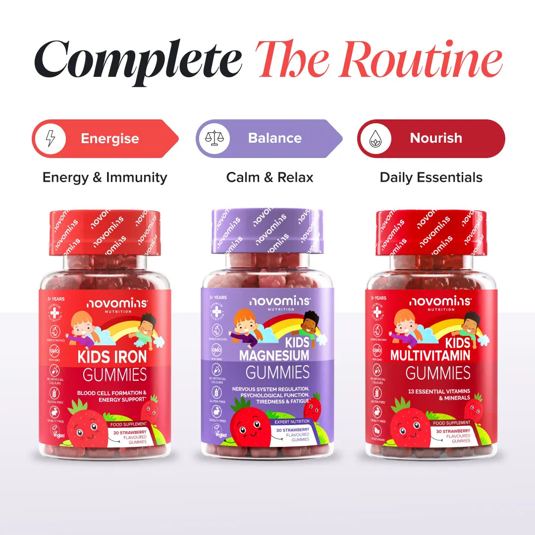 Novomins Croissance Gummies Fer Enfants fraise vitamine C