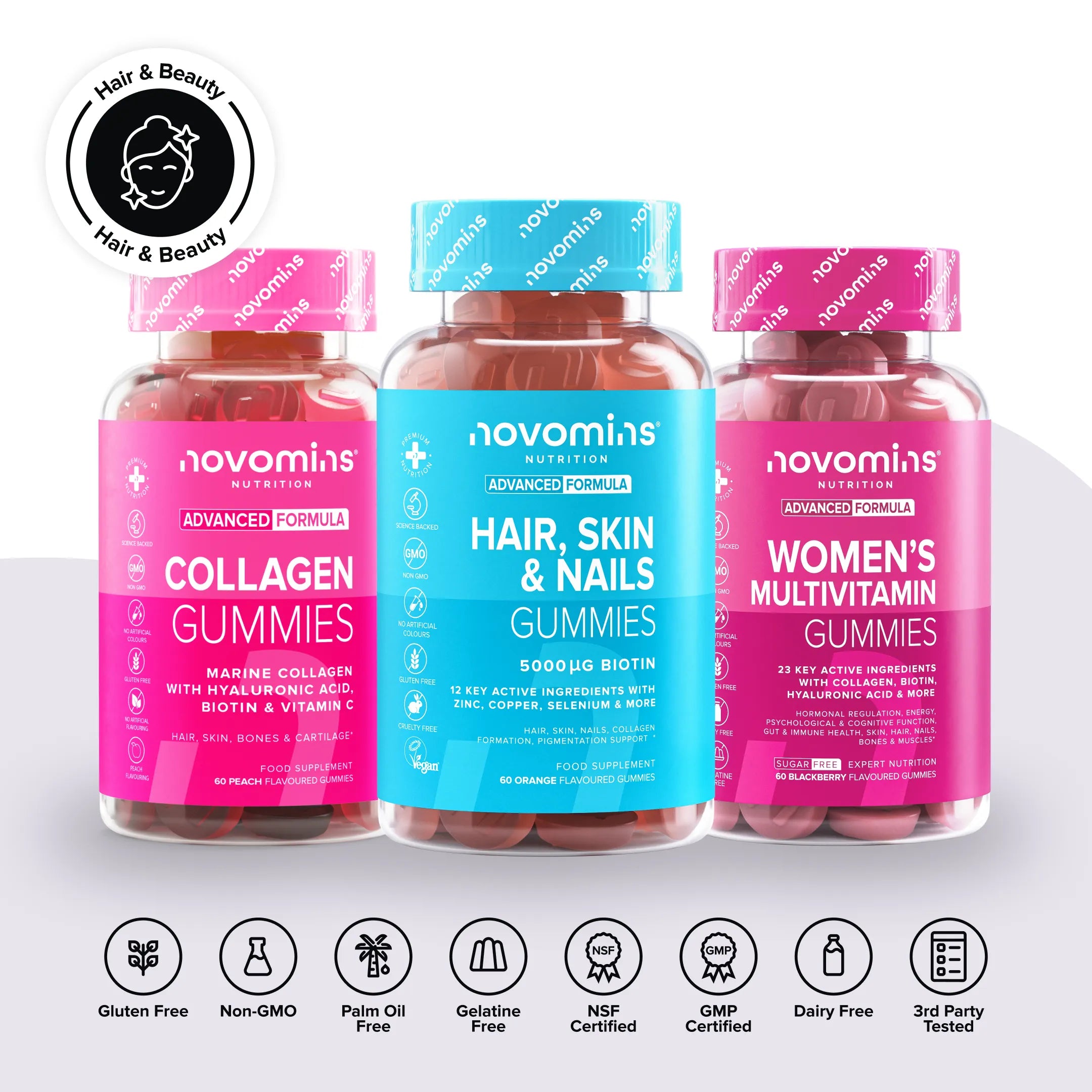 Novomins Coffrets Pack Cheveux & Beauté Femme collagène biotine